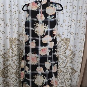 New York & Company Black and Pink Floral Midi Dress